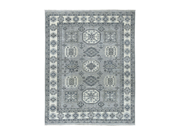 8'0" x 10'0" New Hand Knotted Grey Wool Rectangle Oriental Rug - MOA10251220