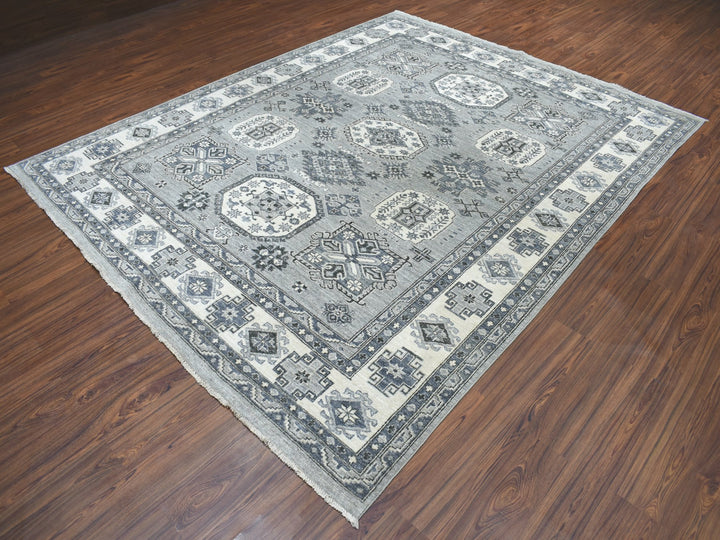 8'0" x 10'0" New Hand Knotted Grey Wool Rectangle Oriental Rug - MOA10251220