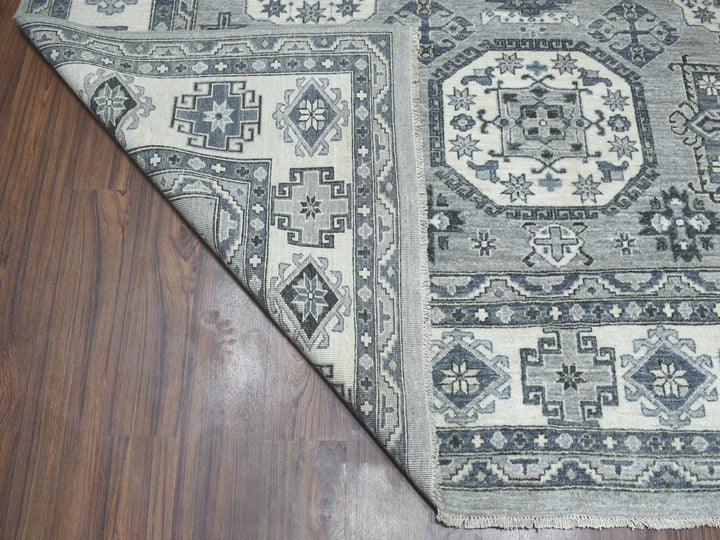 8'0" x 10'0" New Hand Knotted Grey Wool Rectangle Oriental Rug - MOA10251220