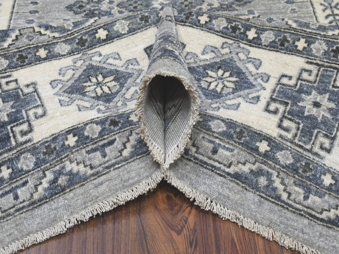 8'0" x 10'0" New Hand Knotted Grey Wool Rectangle Oriental Rug - MOA10251220