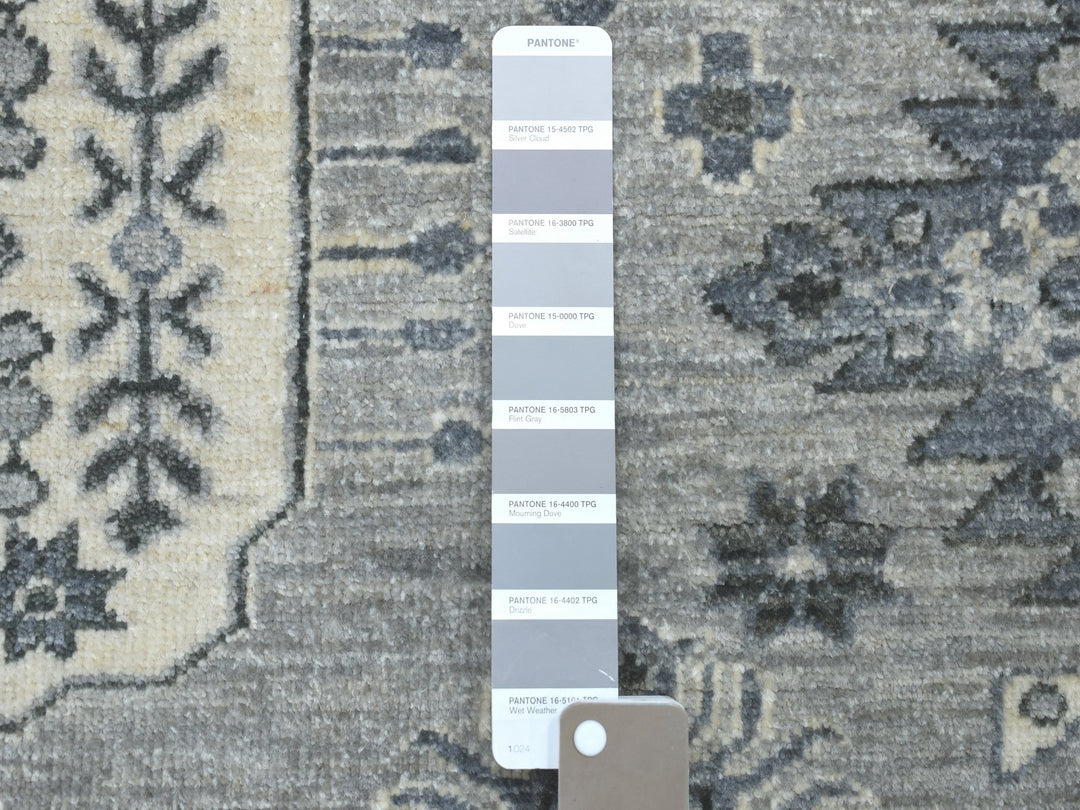 8'0" x 10'0" New Hand Knotted Grey Wool Rectangle Oriental Rug - MOA10251220