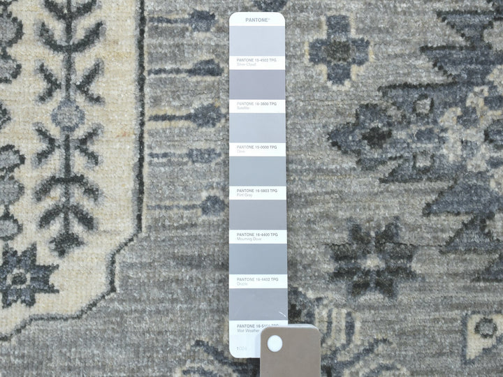 8'0" x 10'0" New Hand Knotted Grey Wool Rectangle Oriental Rug - MOA10251220