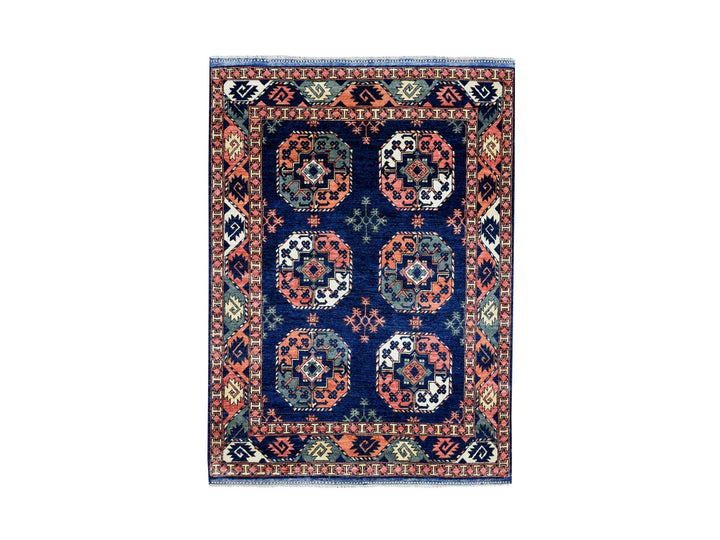 5'0" x 6'3" New Hand Knotted Blue Wool Rectangle Oriental Rug - MOA10251305