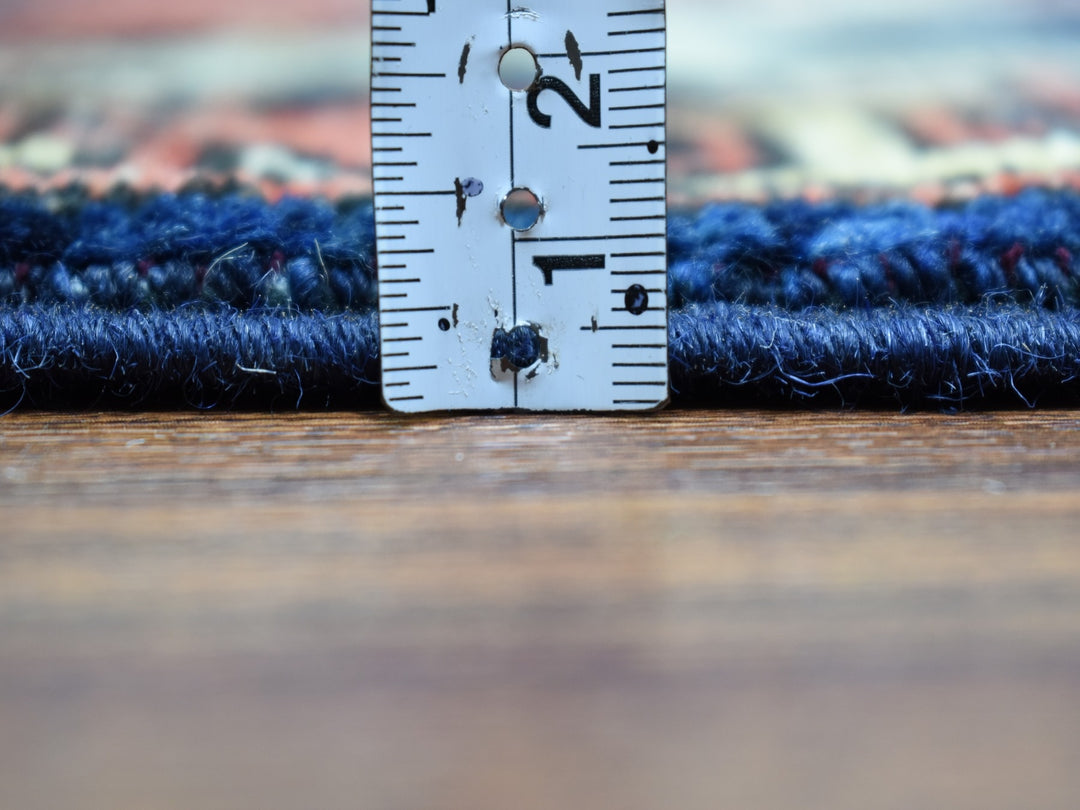 5'0" x 6'3" New Hand Knotted Blue Wool Rectangle Oriental Rug - MOA10251305