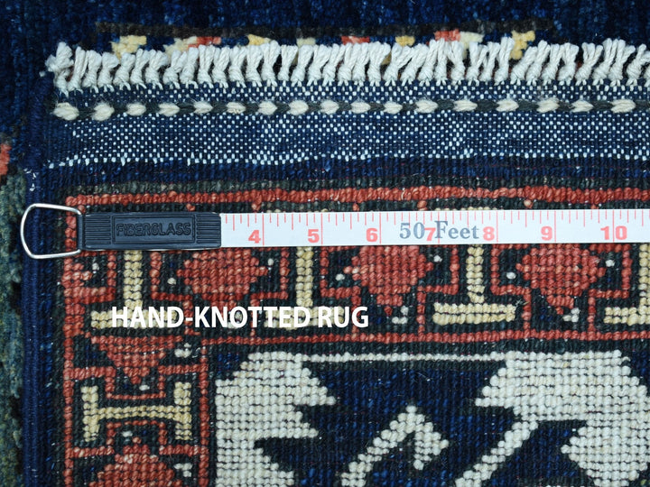 5'0" x 6'3" New Hand Knotted Blue Wool Rectangle Oriental Rug - MOA10251305