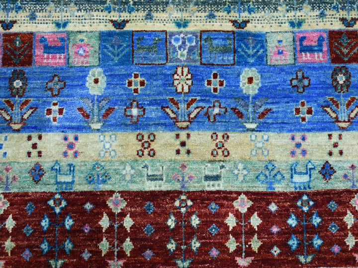 4'0" x 5'10" New Hand Knotted Blue Wool Rectangle Oriental Rug - MOA10251615