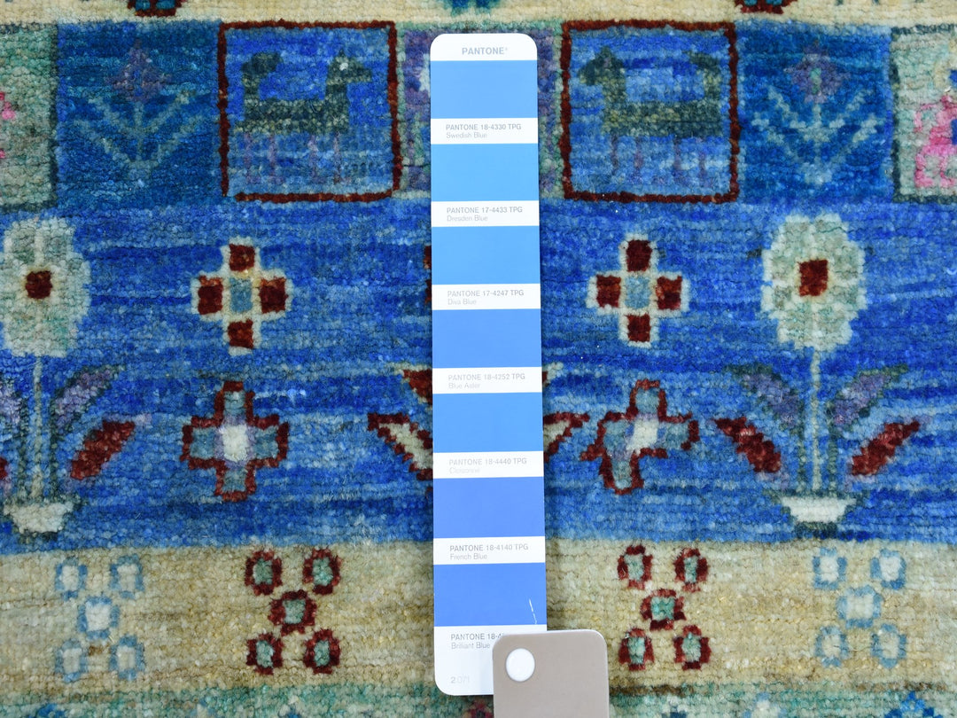 4'0" x 5'10" New Hand Knotted Blue Wool Rectangle Oriental Rug - MOA10251615