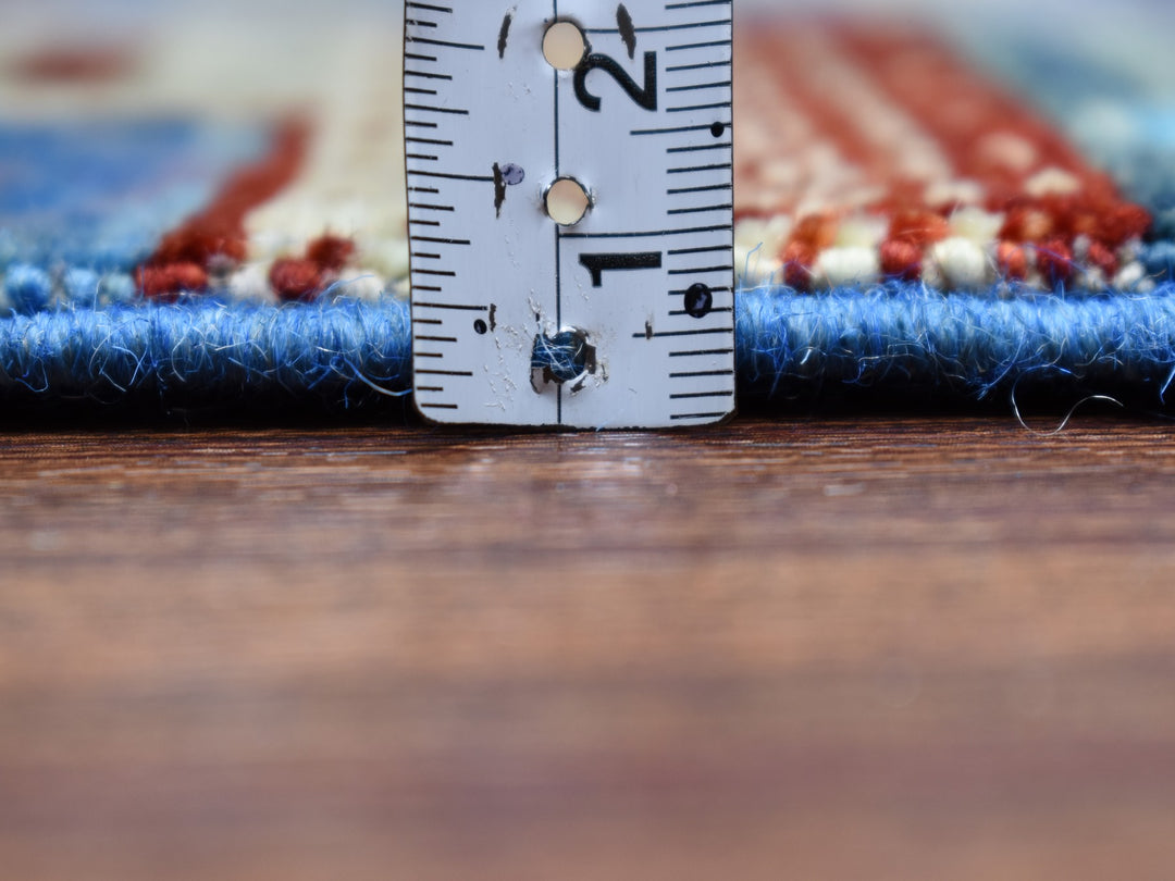 4'0" x 5'10" New Hand Knotted Blue Wool Rectangle Oriental Rug - MOA10251615