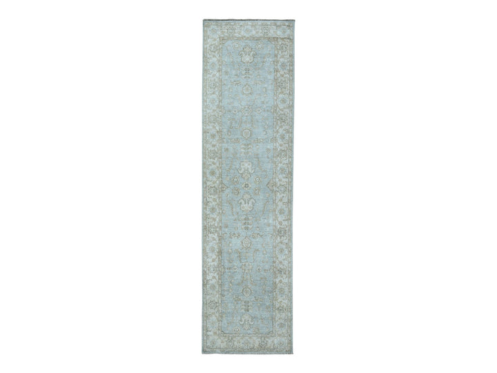 2'7" x 9'9" New Hand Knotted Grey Wool Runner Oriental Rug - MOA10251642