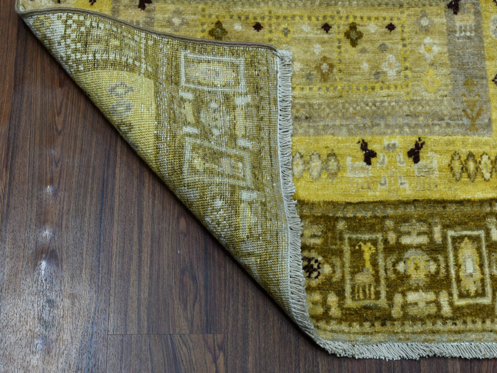 2'8" x 3'9" New Hand Knotted Yellow Wool Rectangle Oriental Rug - MOA10251823