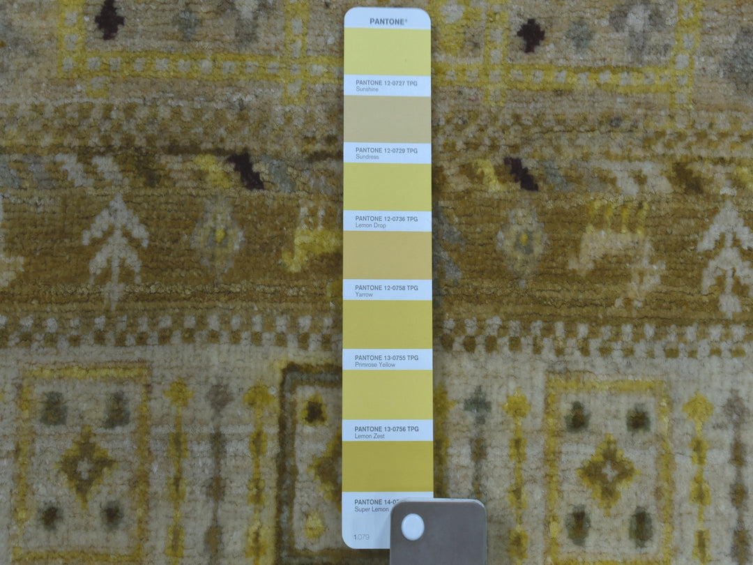 2'8" x 3'9" New Hand Knotted Yellow Wool Rectangle Oriental Rug - MOA10251823