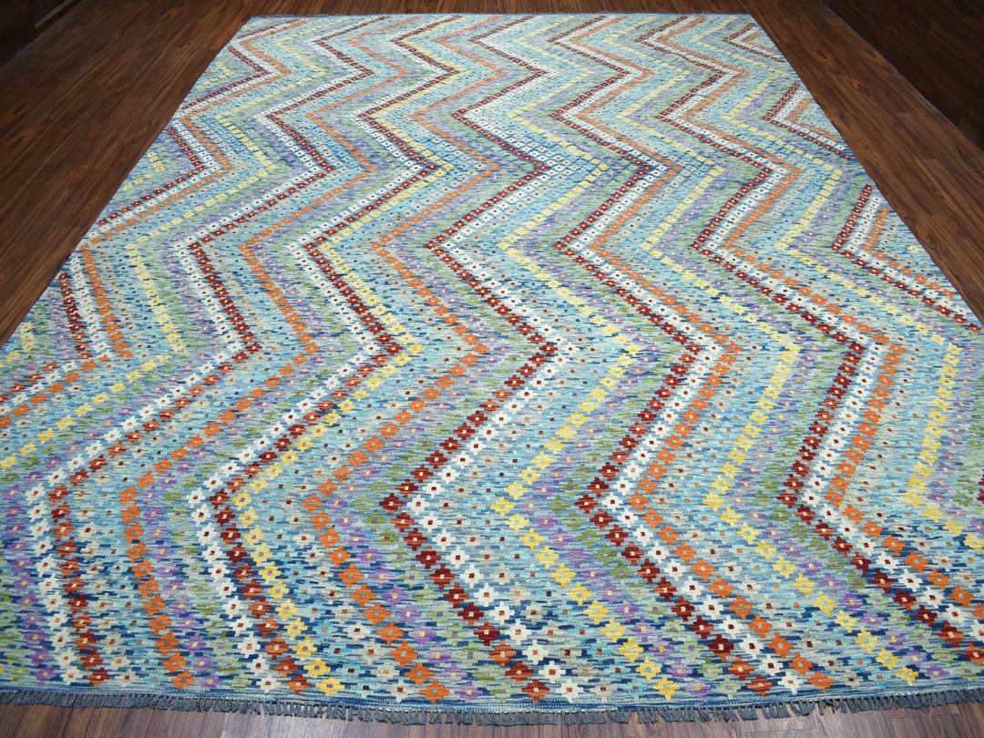 10'2" x 13'4" New Hand Woven Multicolored Wool Rectangle Oriental Rug - MOA10252090