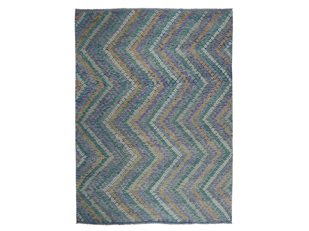 9'0" x 12'2" New Hand Woven Multicolored Wool Rectangle Oriental Rug - MOA10252199