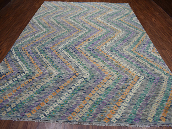 9'0" x 12'2" New Hand Woven Multicolored Wool Rectangle Oriental Rug - MOA10252199