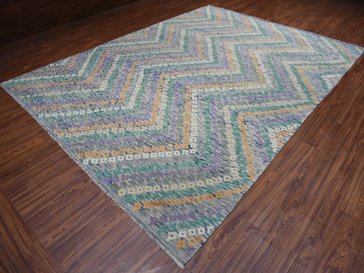 9'0" x 12'2" New Hand Woven Multicolored Wool Rectangle Oriental Rug - MOA10252199