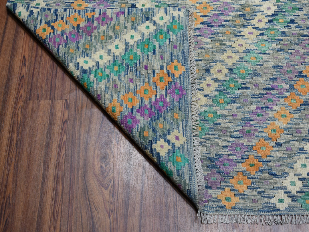 9'0" x 12'2" New Hand Woven Multicolored Wool Rectangle Oriental Rug - MOA10252199