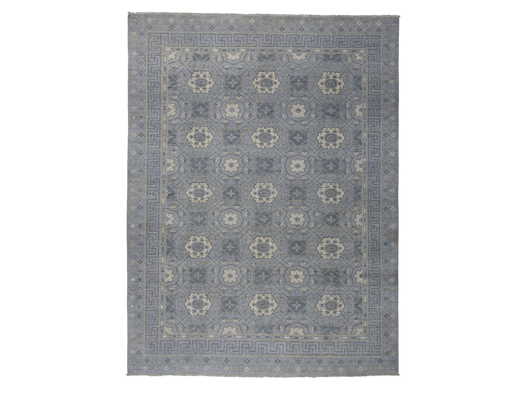 8'10" x 11'8" New Hand Knotted Grey Wool Rectangle Oriental Rug - MOA10252439