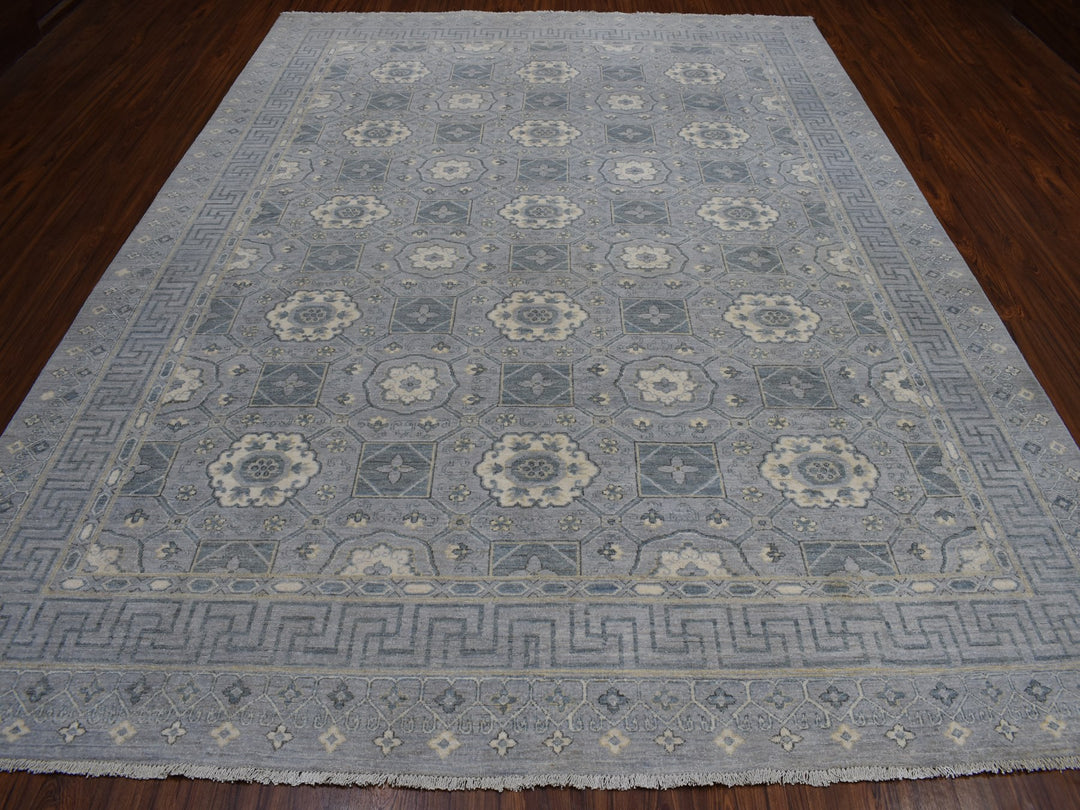 8'10" x 11'8" New Hand Knotted Grey Wool Rectangle Oriental Rug - MOA10252439