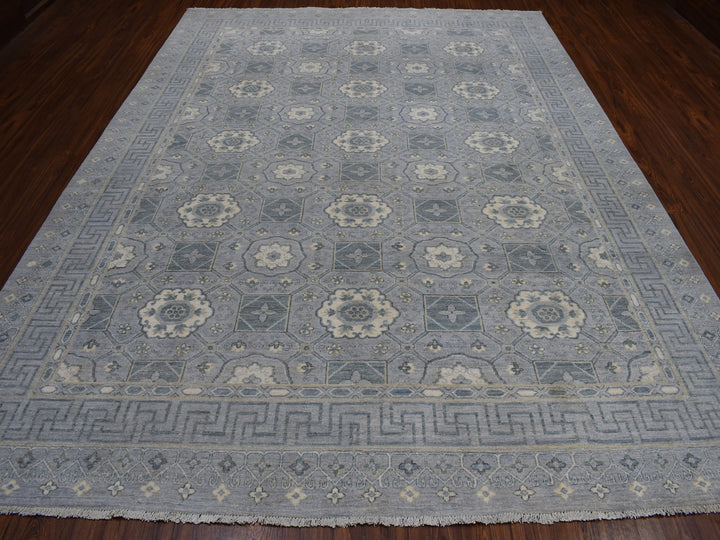 8'10" x 11'8" New Hand Knotted Grey Wool Rectangle Oriental Rug - MOA10252439