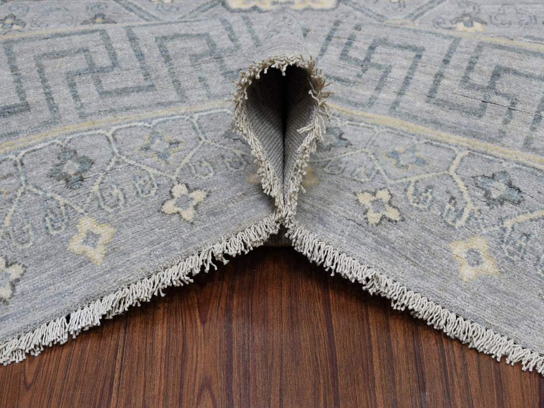 8'10" x 11'8" New Hand Knotted Grey Wool Rectangle Oriental Rug - MOA10252439