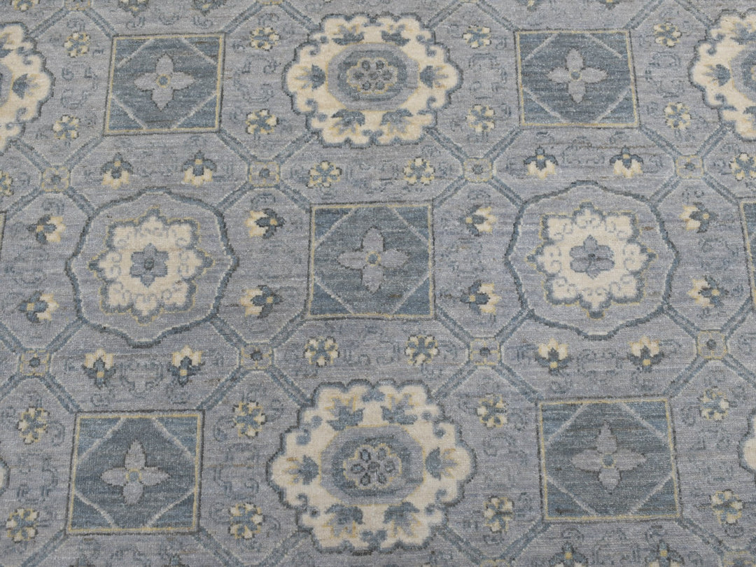 8'10" x 11'8" New Hand Knotted Grey Wool Rectangle Oriental Rug - MOA10252439