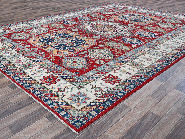 9'1" x 11'9" New Hand Knotted Red Wool Rectangle Oriental Rug - MOA102526