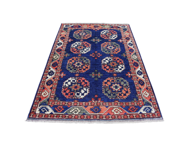 5'1" x 6'8" New Hand Knotted Blue Wool Rectangle Oriental Rug - MOA10253003