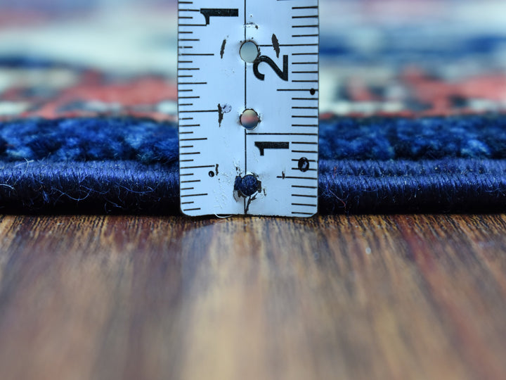 5'1" x 6'8" New Hand Knotted Blue Wool Rectangle Oriental Rug - MOA10253003