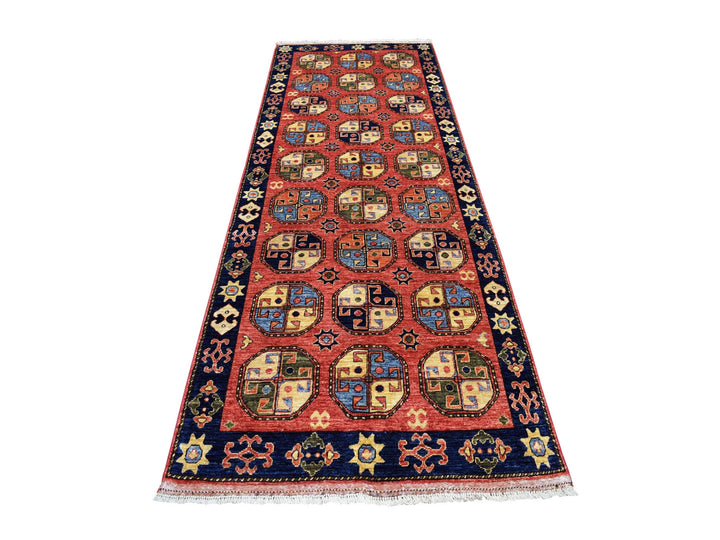 4'0" x 10'2" New Hand Knotted Red Wool Runner Oriental Rug - MOA10253126