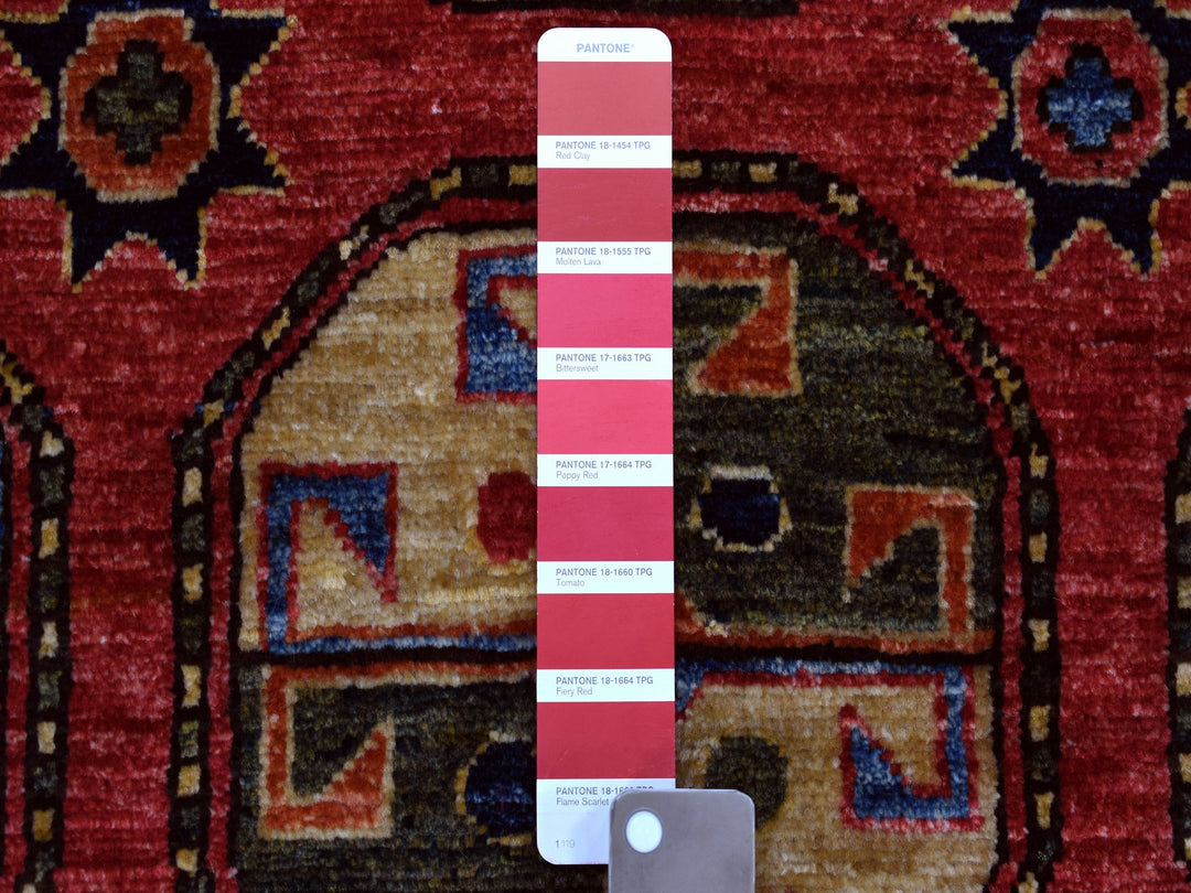 4'0" x 10'2" New Hand Knotted Red Wool Runner Oriental Rug - MOA10253126