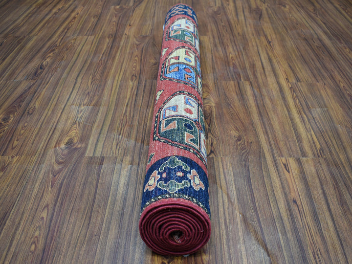 4'0" x 10'2" New Hand Knotted Red Wool Runner Oriental Rug - MOA10253126