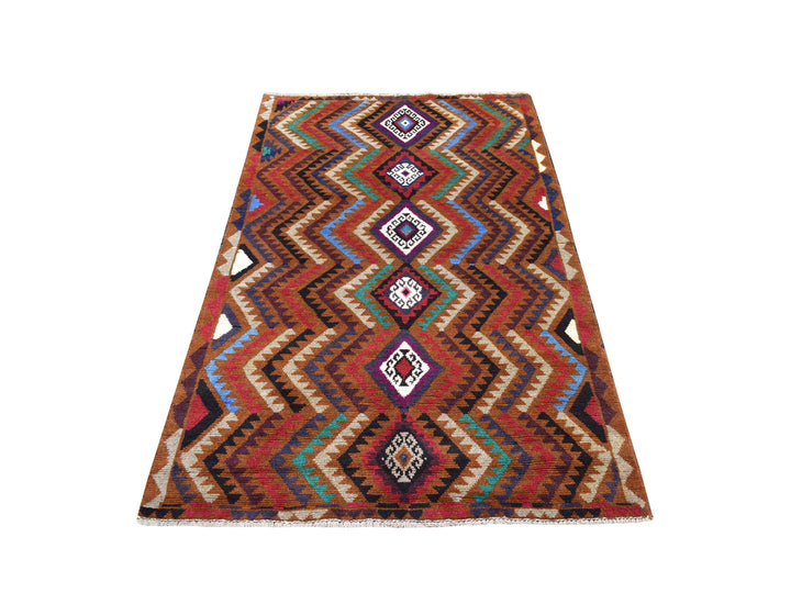 3'7" x 6'1" New Hand Knotted Multicolored Wool Rectangle Oriental Rug - MOA10253141