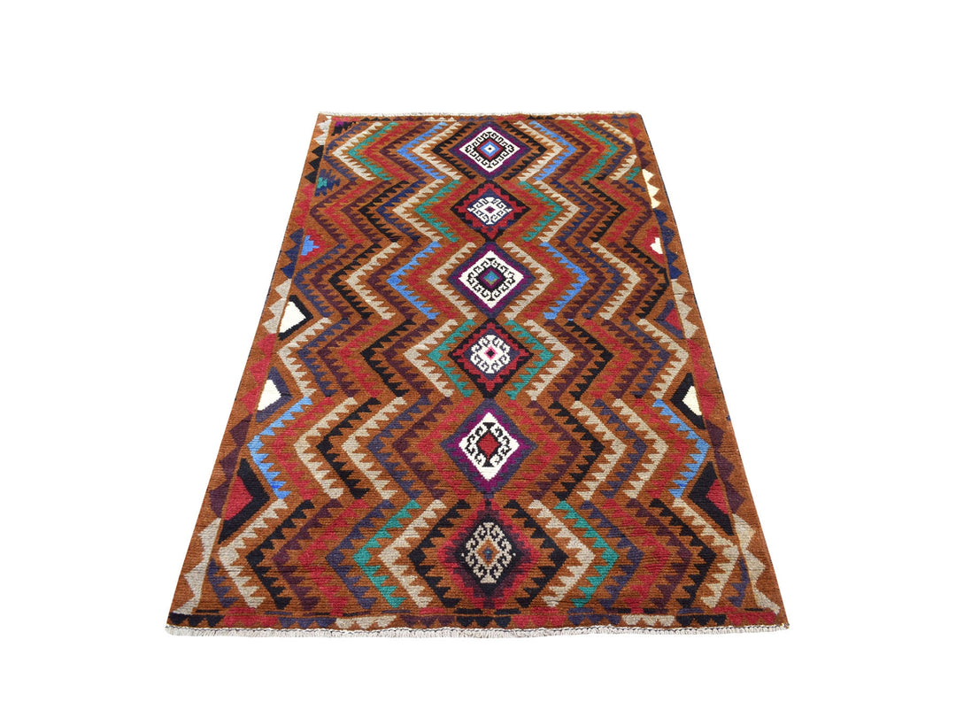 3'7" x 6'1" New Hand Knotted Multicolored Wool Rectangle Oriental Rug - MOA10253141