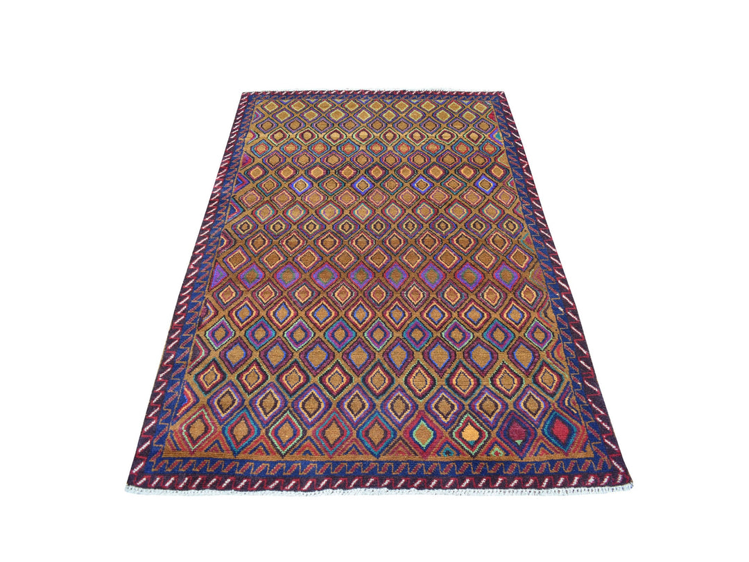 4'3" x 6'2" New Hand Knotted Multicolored Wool Rectangle Oriental Rug - MOA10253145