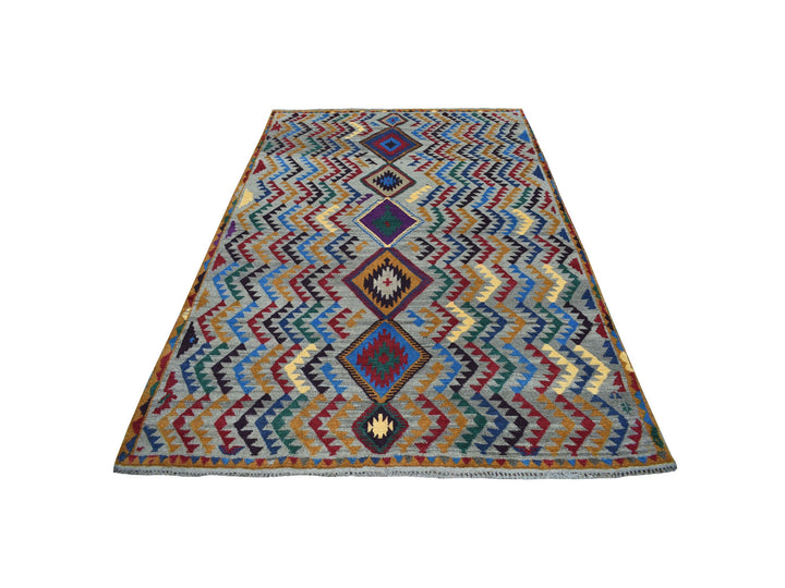 5'8" x 7'6" New Hand Knotted Grey Wool Rectangle Oriental Rug - MOA10253149