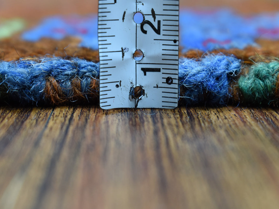 6'1" x 7'8" New Hand Knotted Multicolored Wool Rectangle Oriental Rug - MOA10253150