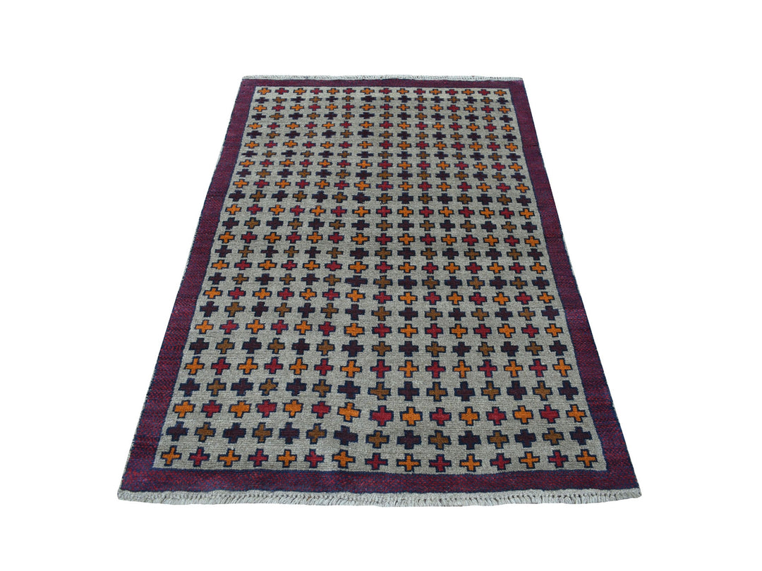 4'0" x 5'8" New Hand Knotted Grey Wool Rectangle Oriental Rug - MOA10253156