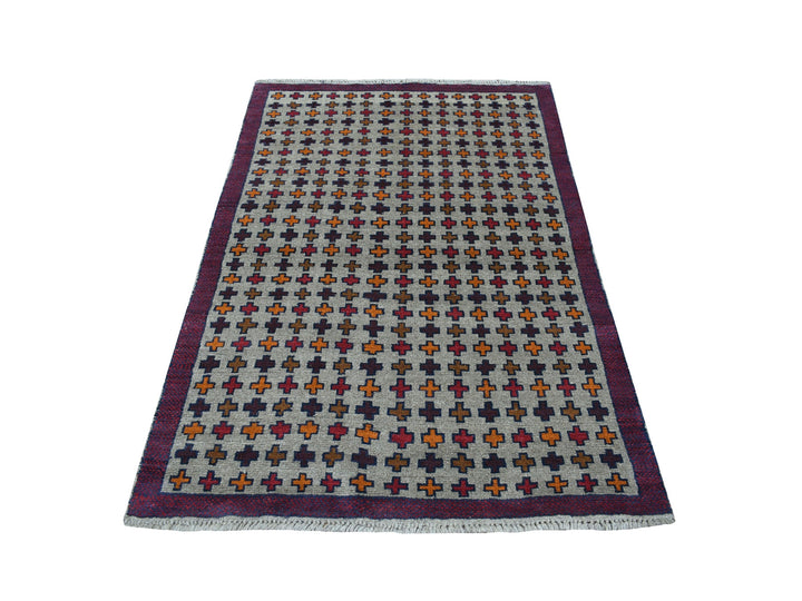 4'0" x 5'8" New Hand Knotted Grey Wool Rectangle Oriental Rug - MOA10253156