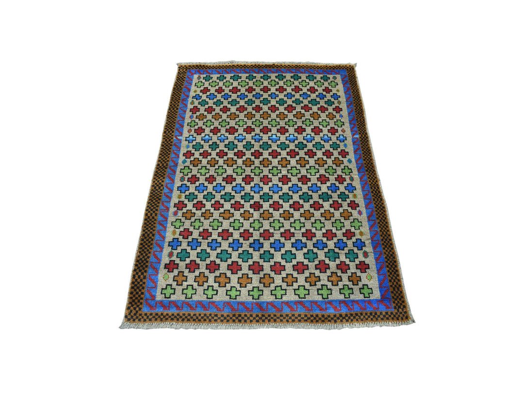 3'4" x 4'9" New Hand Knotted Grey Wool Rectangle Oriental Rug - MOA10253167