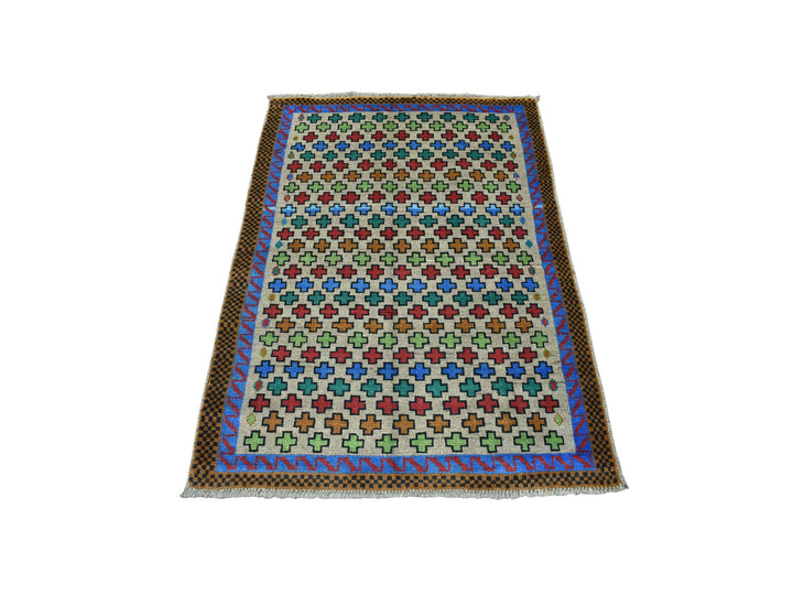 3'4" x 4'9" New Hand Knotted Grey Wool Rectangle Oriental Rug - MOA10253167