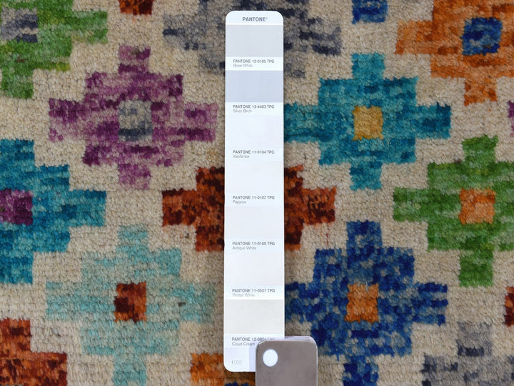 3'6" x 4'10" New Hand Knotted Ivory Wool Rectangle Oriental Rug - MOA10253176