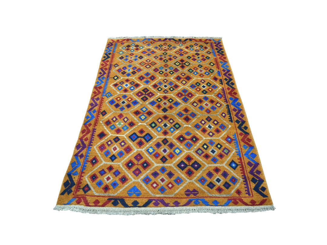 4'0" x 5'10" New Hand Knotted Multicolored Wool Rectangle Oriental Rug - MOA10253182