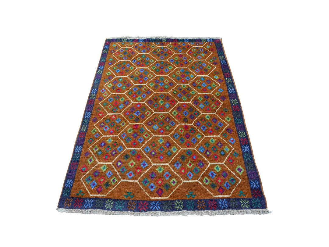 4'0" x 6'0" New Hand Knotted Multicolored Wool Rectangle Oriental Rug - MOA10253183