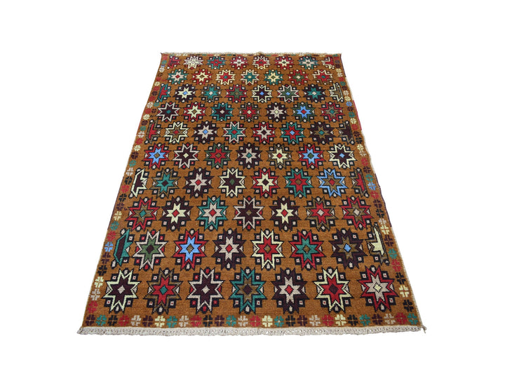 4'1" x 6'1" New Hand Knotted Multicolored Wool Rectangle Oriental Rug - MOA10253186