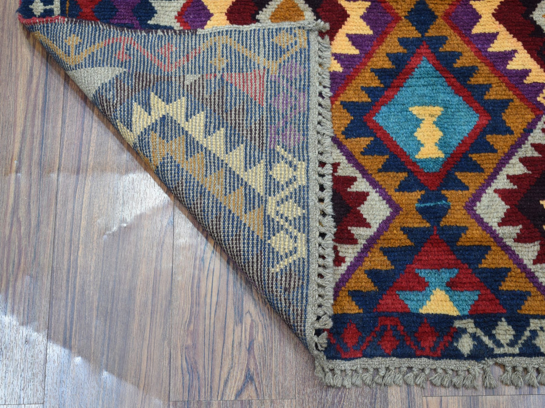 3'8" x 5'7" New Hand Knotted Blue Wool Rectangle Oriental Rug - MOA10253276