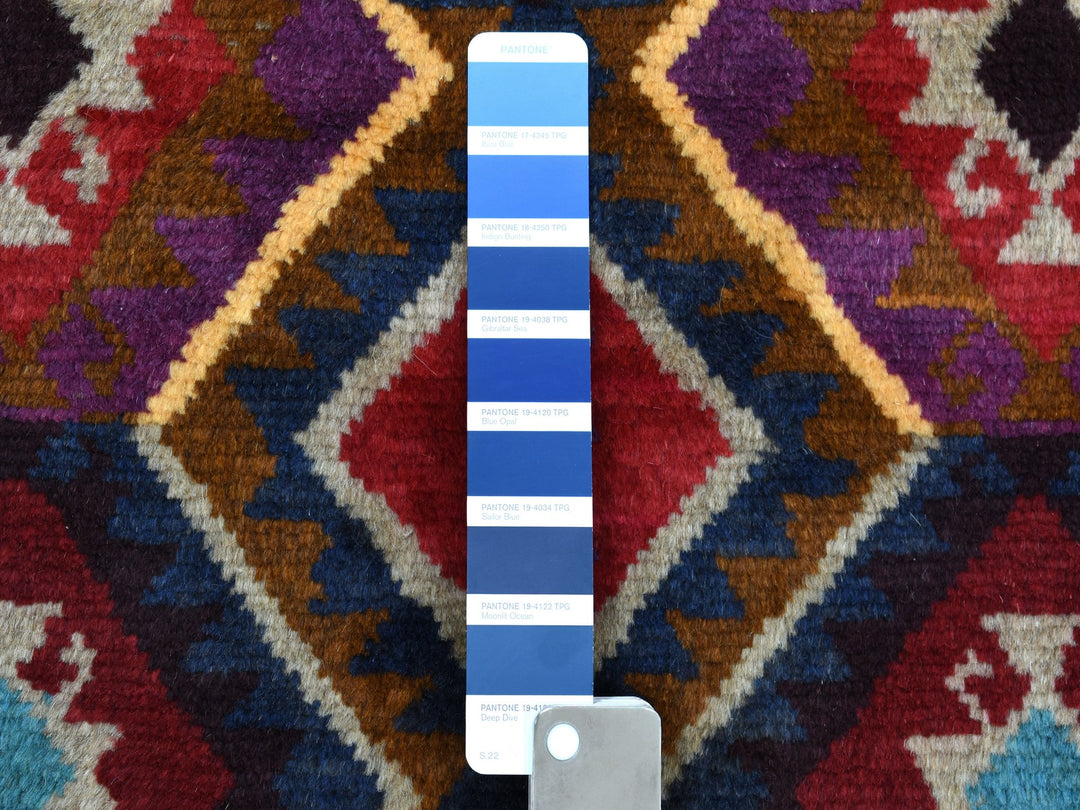 3'8" x 5'7" New Hand Knotted Blue Wool Rectangle Oriental Rug - MOA10253276