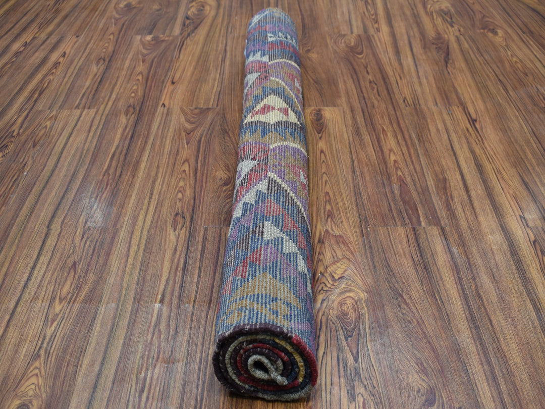 3'8" x 5'7" New Hand Knotted Blue Wool Rectangle Oriental Rug - MOA10253276