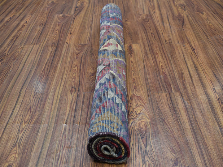 3'8" x 5'7" New Hand Knotted Blue Wool Rectangle Oriental Rug - MOA10253276