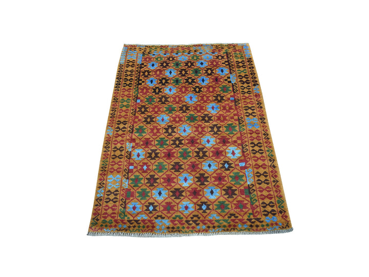 3'5" x 4'10" New Hand Knotted Orange Wool Rectangle Oriental Rug - MOA10253279