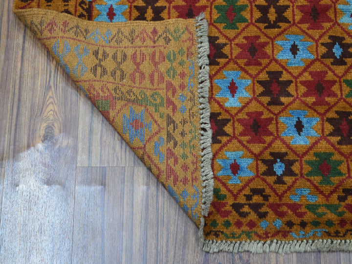 3'5" x 4'10" New Hand Knotted Orange Wool Rectangle Oriental Rug - MOA10253279